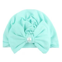 2019 new designed cute baby hat cotton soft turban bowknot girls summer hat with pearls bohemian style kids newborn bows cap