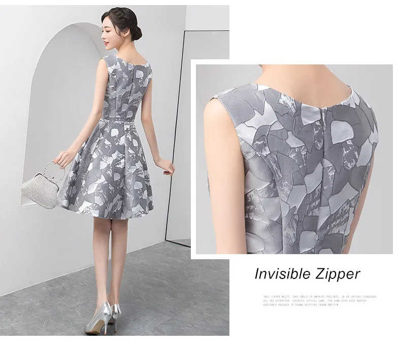 Robe de soiree, новинка, элегантное короткое вечернее платье с узором, официальное, для невесты, свадьбы, банкета, с круглым вырезом, vestido de festa, платья для выпускного вечера