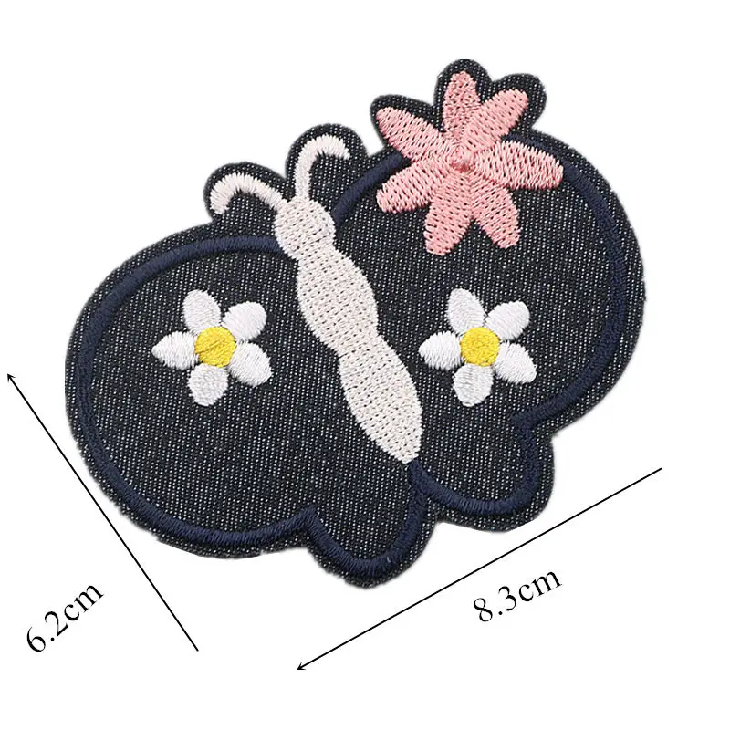 3 вида цветов вышитые джинсовые нашивки с утюгом на нашивках милые сердца бабочки