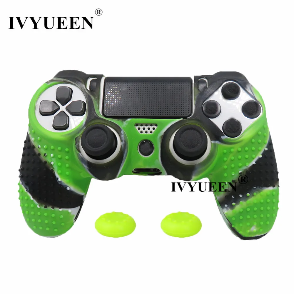 IVYUEEN силиконовый чехол для Игровые приставки 4 Dualshock 4 PS4 Pro Slim контроллер кожного покрова с джойстиками ручки Thumbsticks шапки