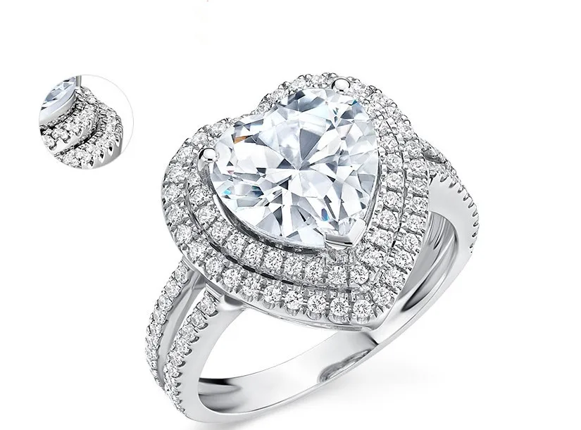 Надежное Ювелирное кольцо для помолвки 2CT гарантия стерлинг серебряное