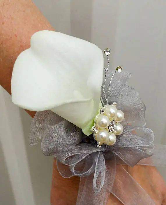 corsage Черный Калла Лилия свадебный букет, белого и желтого цвета аксессуары Романтический Искусственный Свадебный букет de mariage Ramos de Novia - Цвет: corsage