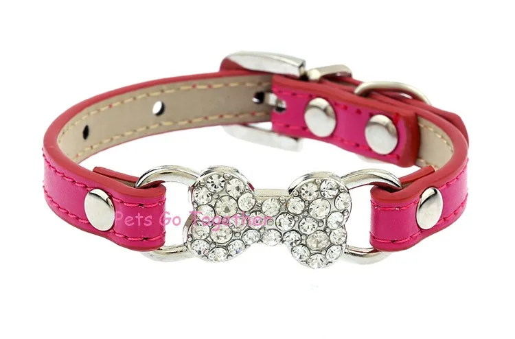 Карамельный цвет кошка воротник Роскошные стразами Bling Bone Средства ухода за кожей Шеи из PU искусственной кожи на ремешке с Регулируемый небольшой ошейник