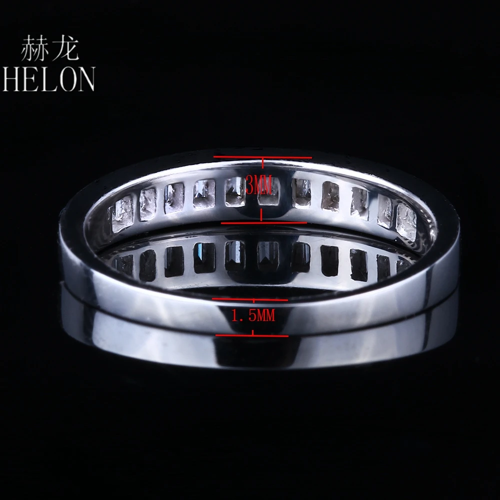 HELON Solid 10 к белое золото обручальное Обручальное 0.29ct багет подлинные натуральные бриллианты кольцо для женщин ювелирные изделия Настройка канала