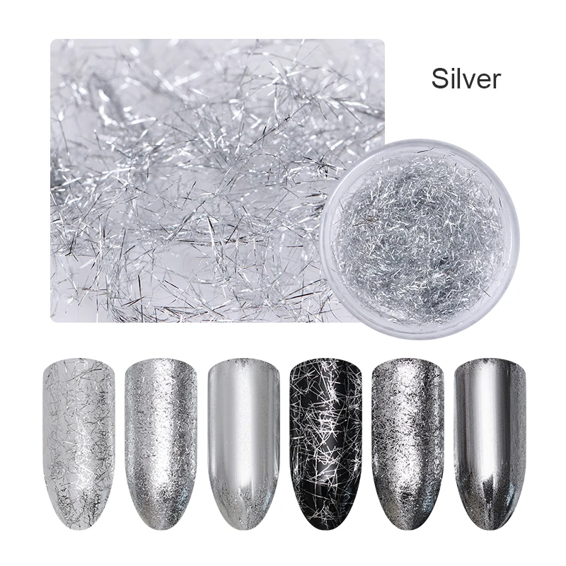 SLIVER 1 коробка хамелеон ногтей порошок Красочные Зеркальные блестки ногтей хром голографический пигмент порошок Пыль для украшения ногтей - Цвет: SLIVER