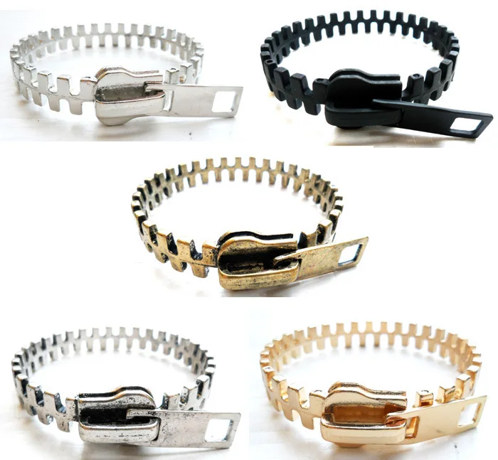 Модный винтажный стиль панк индивидуальность застежка молния браслет