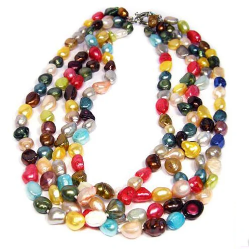 melhor Rainbow Colar De Pérolas Naturais, 20 Polegadas Declaração Das Mulheres Handmade Real De Água Doce Pérola Jóias, New Frete Grátis