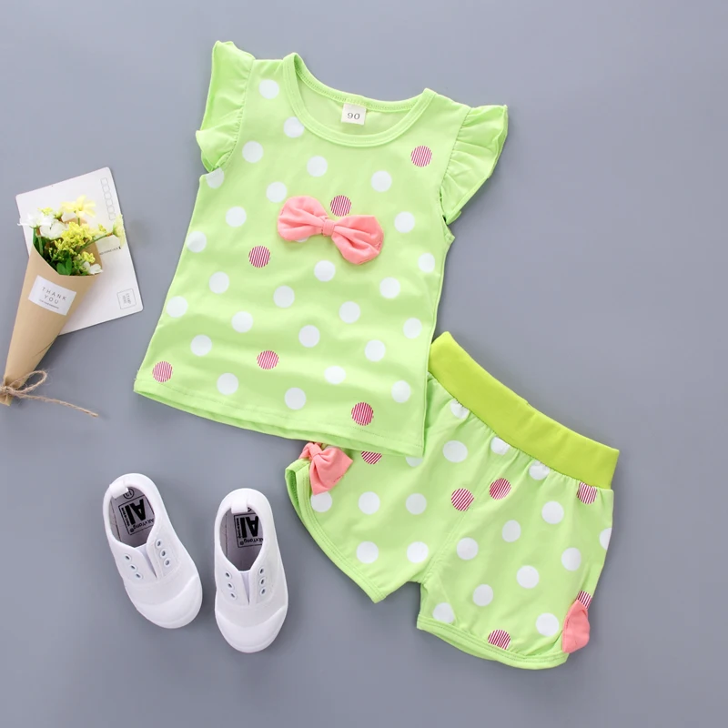 BibiCola/комплект летней одежды для маленьких девочек повседневная одежда в горошек
