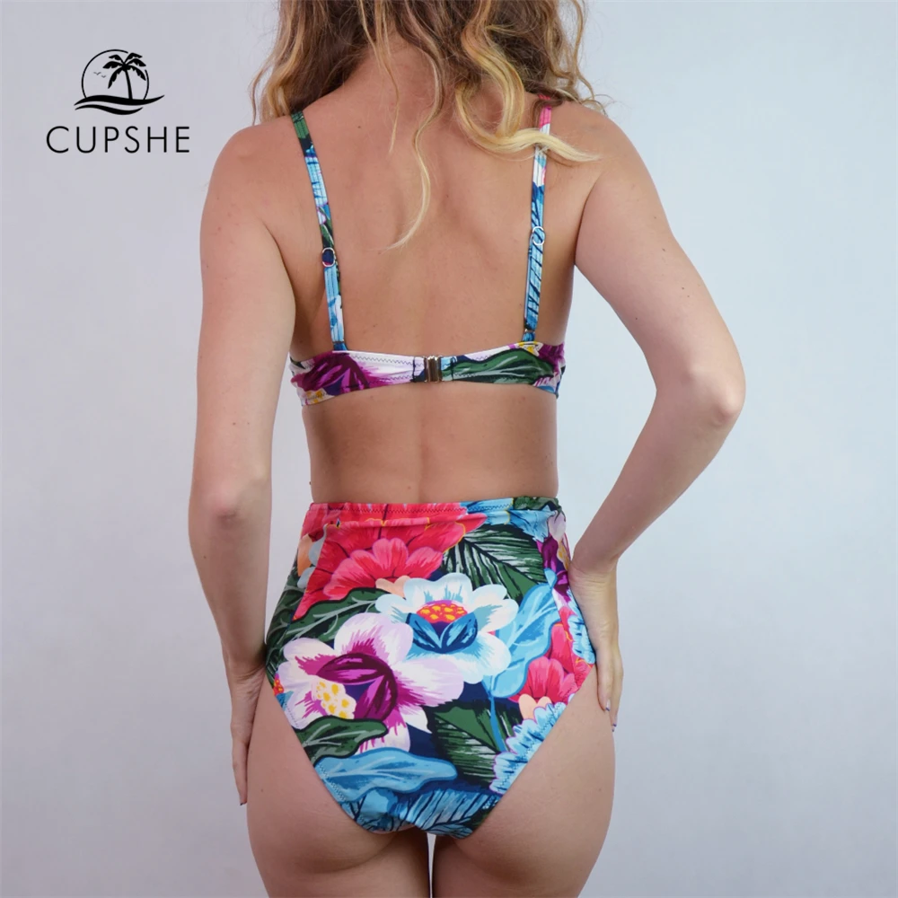 CUPSHE Флора печати Цельный купальник для женщин с вырезом на спине боди костюм
