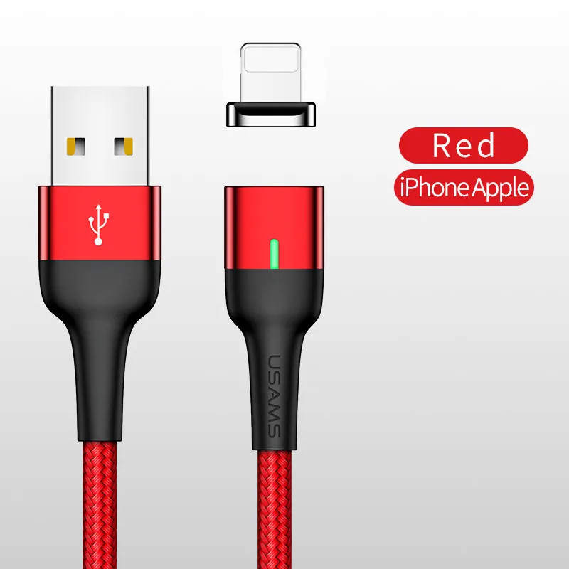 Red Cable Магнитный кабель для iPhone 6 7 8 X XR XS Max зарядный USB кабель, USAMS Магнитный телефонный кабель для iPhone провод для быстрой зарядки - Цвет: Red Cable