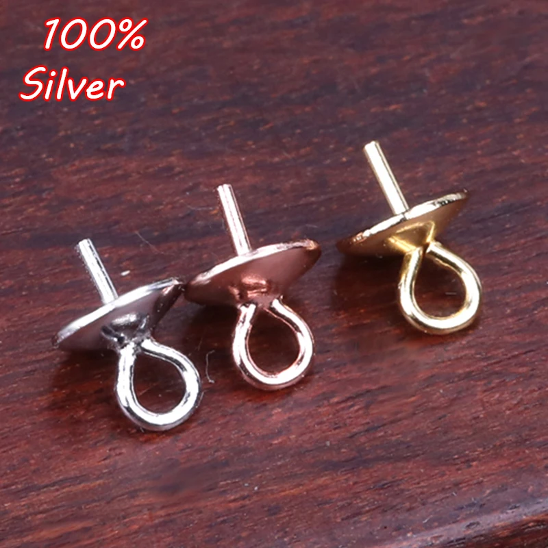 

4pcs 925 Silver Color Pendant Buckle 3mm 4mm 5mm 6mm 8mm Bead Cap Base Accessories Wholesale