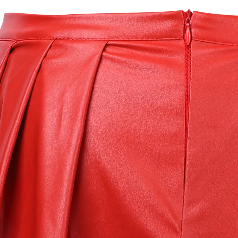 

Women Lace Up Back Red Corset Dress Steampunk Faux Leather Waist Cincher Zipper Bustier Top with Sexy Mini Skirt Plus Size S-6XL