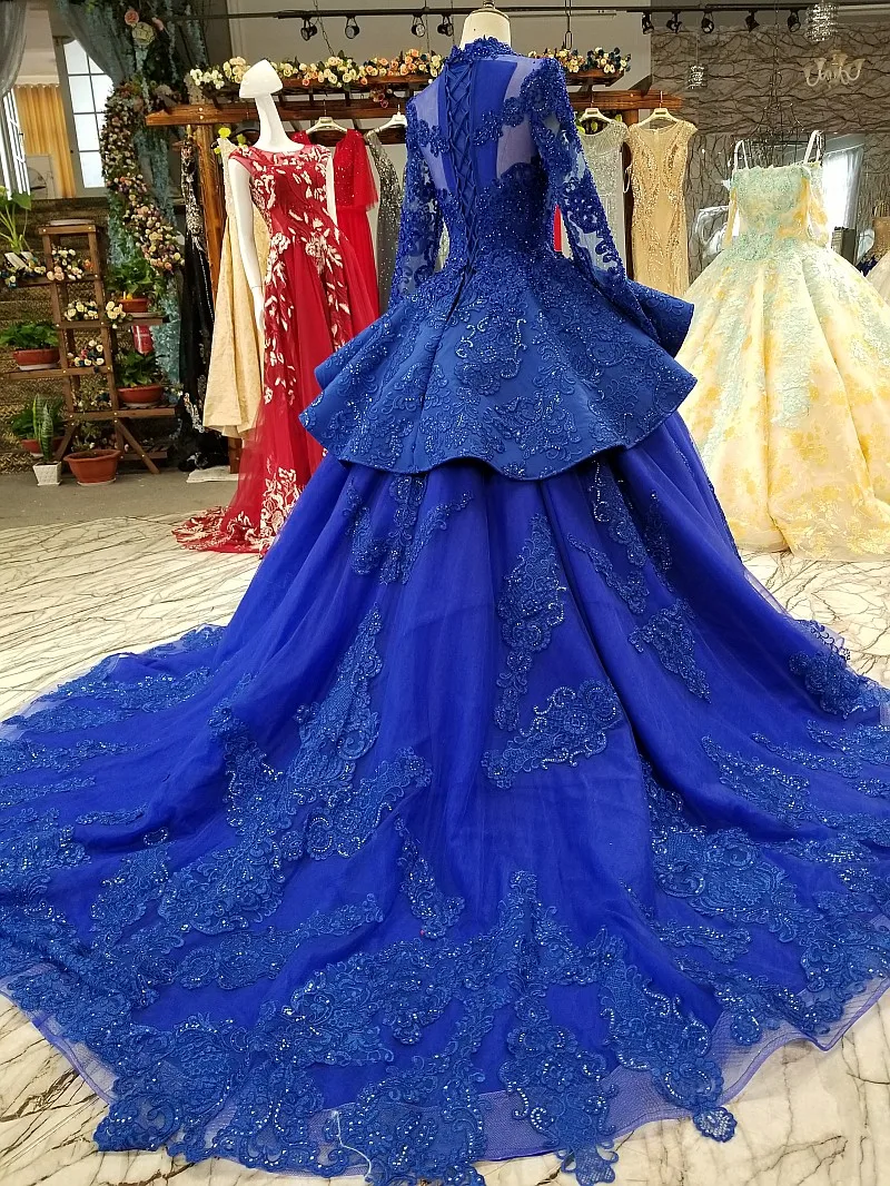 Арабское уникальное кружевное бальное платье с длинными рукавами и блестками