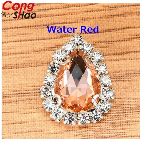 Water Red Обведено со стразами! 10 шт./упак. каплевидные стеклянные стразы с когтями пришить Кристалл СТРАЗА под Камень алмазная металлическая основа ZZ1011 - Цвет: Water Red