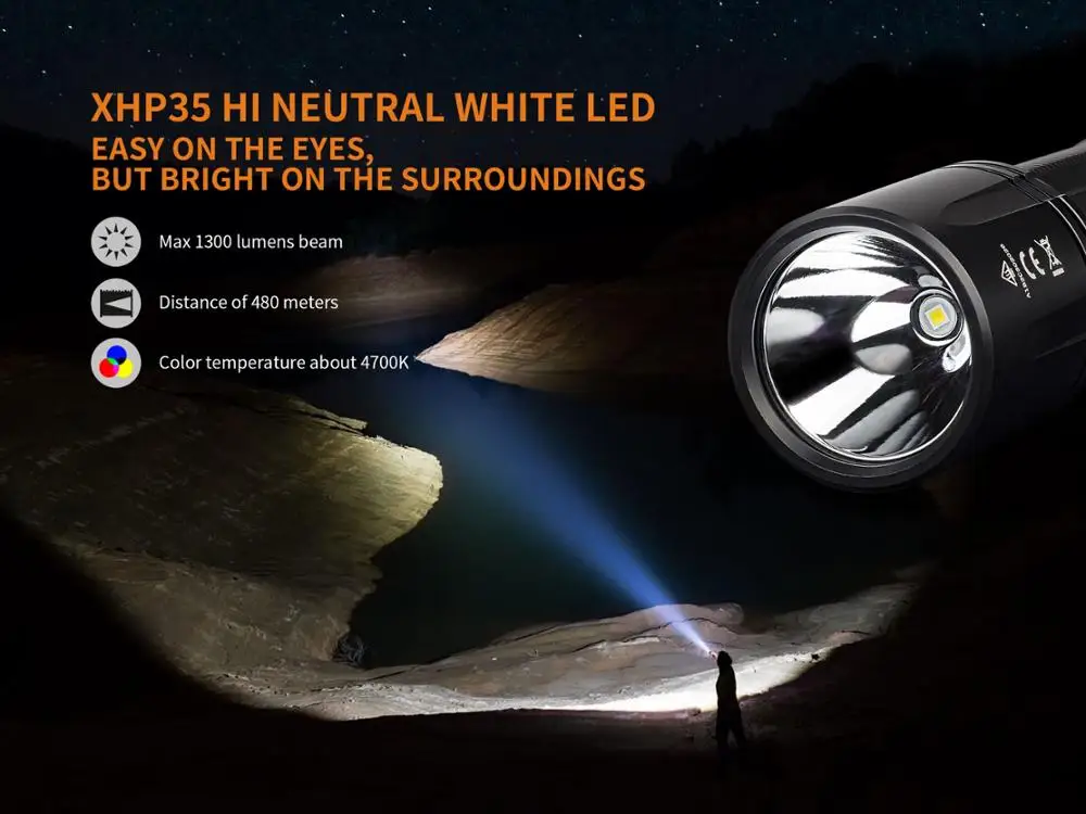 Fenix TK35 CREE XHP35 HI светодиодный 1300 люменов перезаряжаемый и портативный фонарик с
