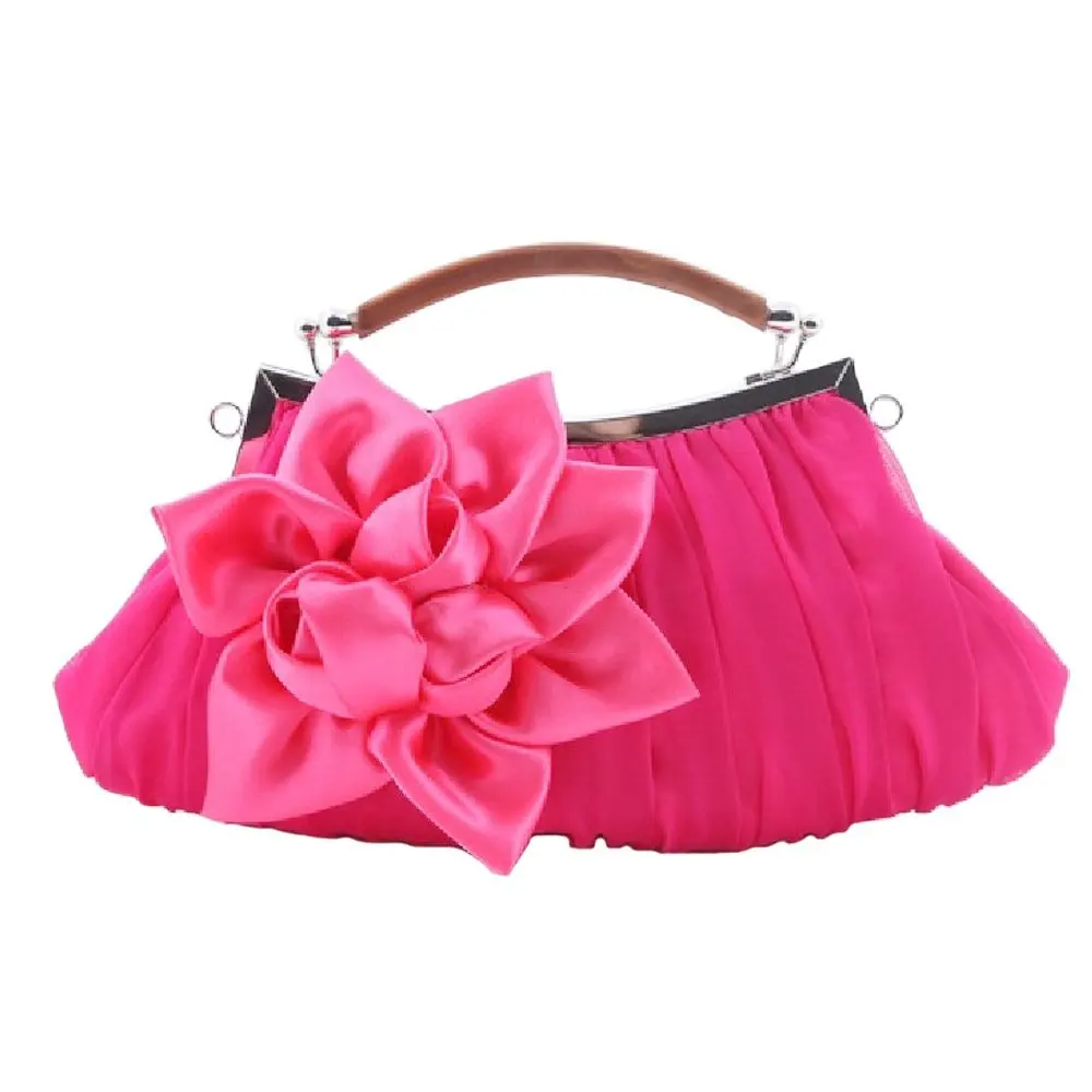 Атласные розы мягкий клатч кошелек деревянной ручкой цветок для свадьбы невеста