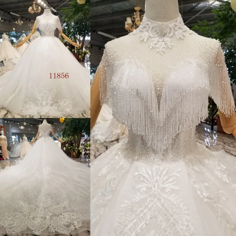 

SSYFashion Новое роскошное свадебное платье высокого класса для невесты, белое кружевное платье со шлейфом, большие размеры, свадебные платья, ...