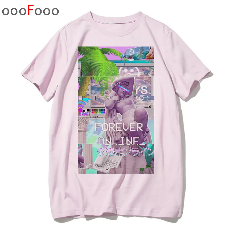 1650 Vaporwave, модная футболка, Sad Girl, ретро, японское аниме, Мужская футболка, эстетические топы, футболка, футболка, Harajuk, Мужская/Женская - Цвет: 1650