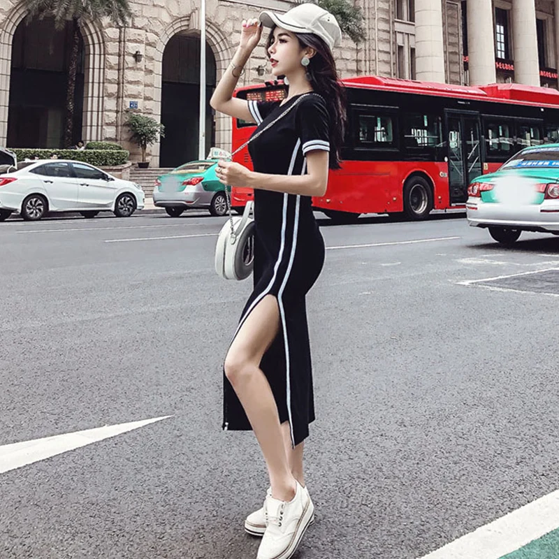 Платье-футболка женская летняя пляжная Повседневная Работа Сексуальная Бохо