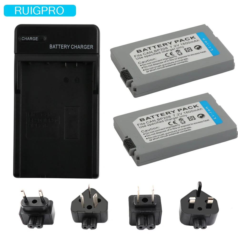 2x BP-208 BP 208 Камера Батарея+ быстрая Зарядное устройство для Canon DC10 DC19 DC20 DC21 DC22 DC40 DC50 DC51 DC95 DC100 DC200 DC201 DC210