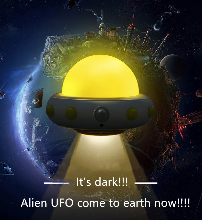 Новый USB зарядка НЛО необычный светодиодный ночник для младенцев беспроводной PIR