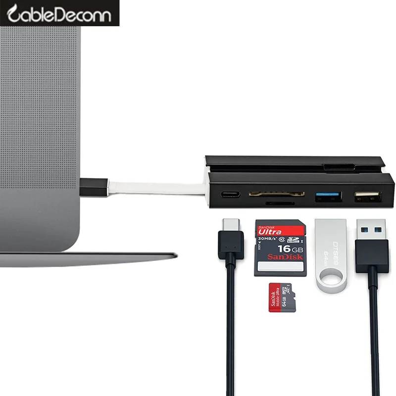 Thunderbolt3 док станция usb c концентратор usb3.1 type к usb2.0 3.0TF SD адаптер для Macbook Pro 2017 2016 Dell XPS