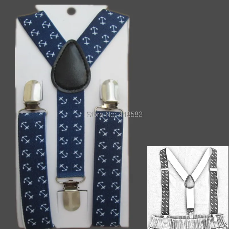 Детские подтяжки с рисунком якоря 10 шт./лот темно синие для мальчиков и девочек 2