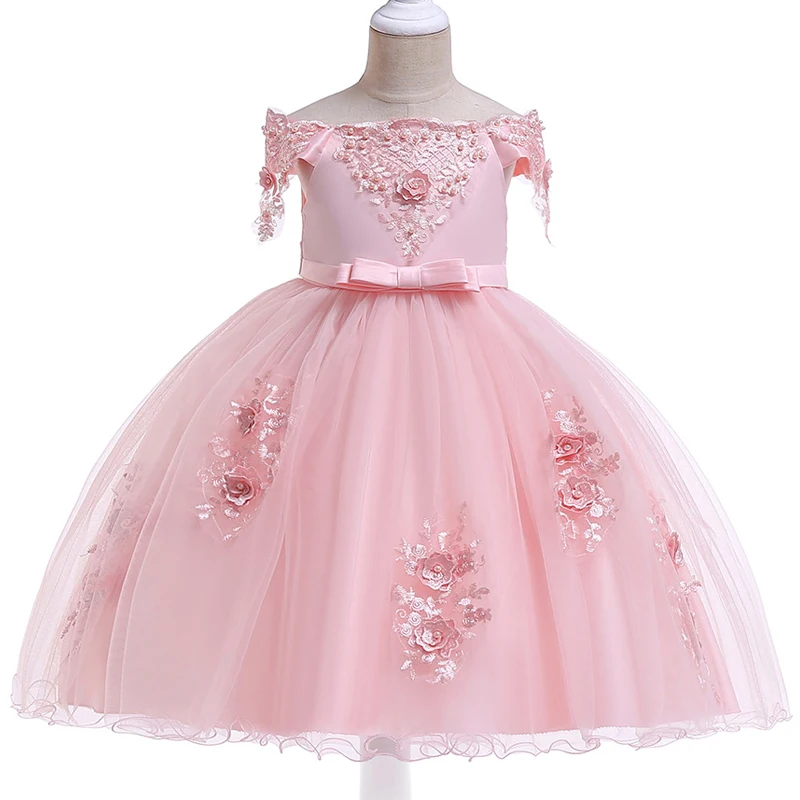 2022 Summer Dress Girl Shoulderless Princess Kids Dresses For Girls Children Clothing Party And Wedding 10 Year | Детская одежда и