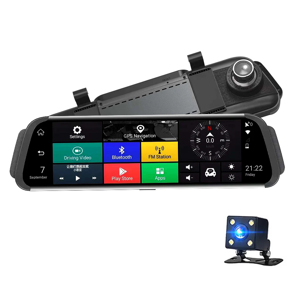 YANTU 10 &quot4G Android Автомобильная зеркальная видеокамера GPS навигация ADAS FHD 1080P Dash
