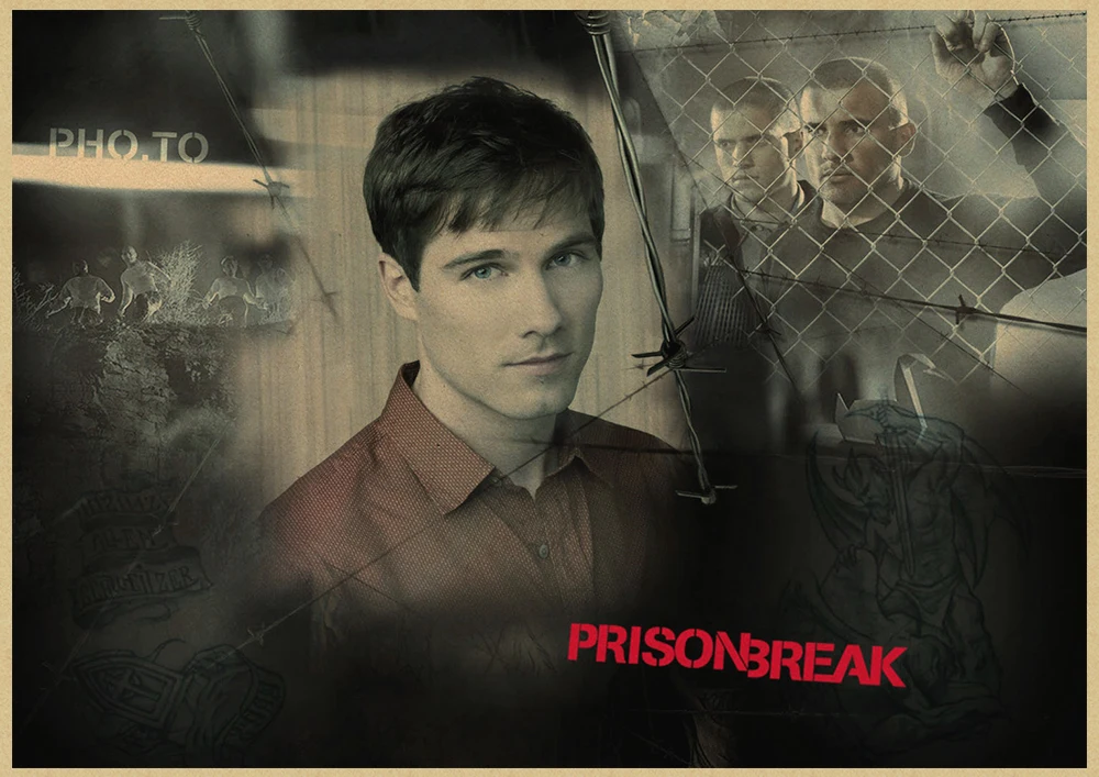 Тюрьма Break Wentworth Miller Американский сериал, ВИНТАЖНЫЙ ПЛАКАТ из крафт-бумаги, рисунок, украшение дома, стикер на стену - Цвет: Кофе