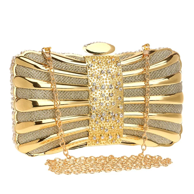 

New Luxury Evening Bag For Women 2019 Sequined Metal Diamonds Clutch Bag Small Wedding Ladies Party Shoulder Handbags sac a main