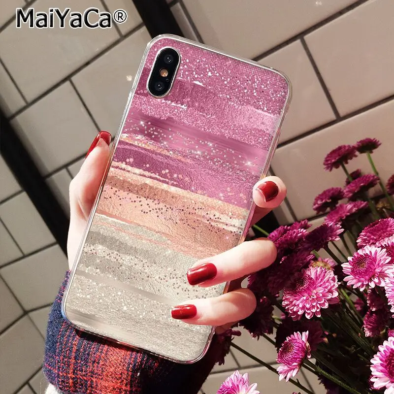 MaiYaCa Золотой Розовый блестящий Мраморный чехол для телефона для iphone 11 Pro 11Pro Max 8 7 6 6S Plus 5 5S SE XR X XS MAX