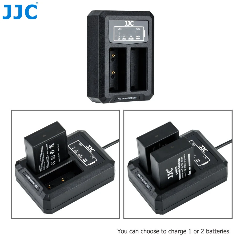 JJC USB Dual Батарея Зарядное устройство для цифровой фотокамеры Fuji Fujifilm NP-W126 NP-W126S XT3 X100F X-Pro2 X-Pro1 XT2 XT1 XT30 XT20 XT10 заменяет BC-W126