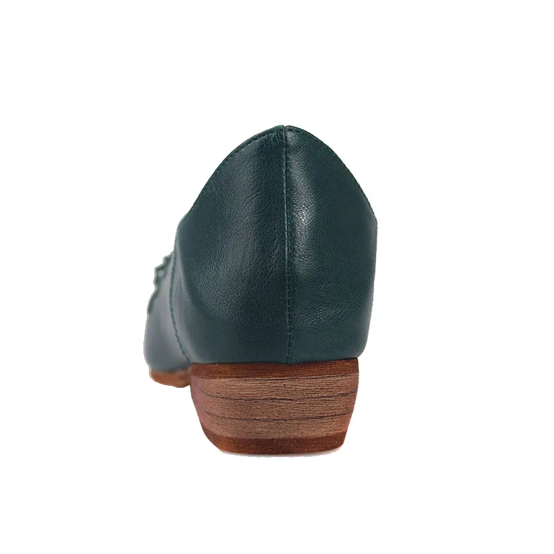 2019 кожаные туфли в западном стиле Женские лодочки с острым носком на низком