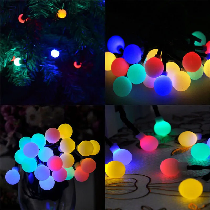 Guirnalda de luces LED solares para exteriores, serie de 50 luces LED Multicolor, resistente al agua, para decoración del hogar, jardín, Navidad y boda