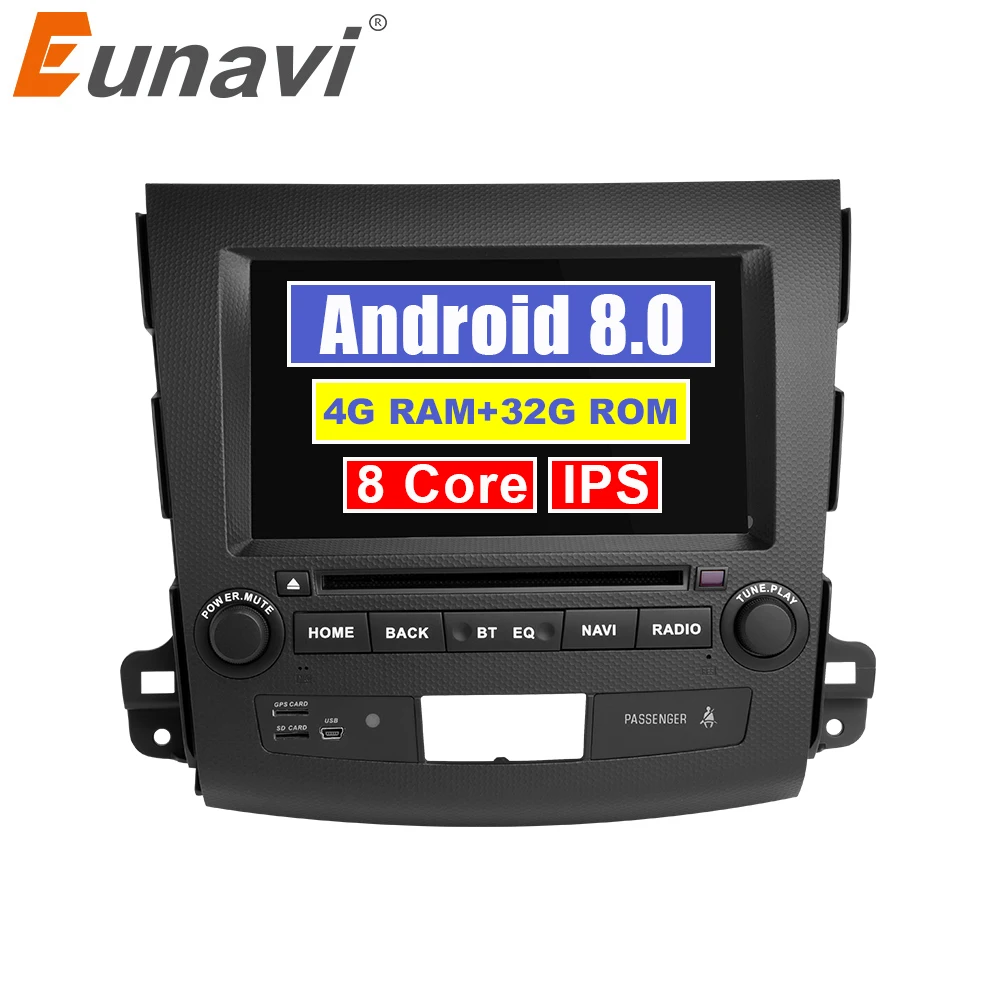 Eunavi 7 'ɲ din Android 8 0 автомобильный dvd-радиоплеер для Mitsubishi Outlander 2006-2012 Citroen C-Crosser