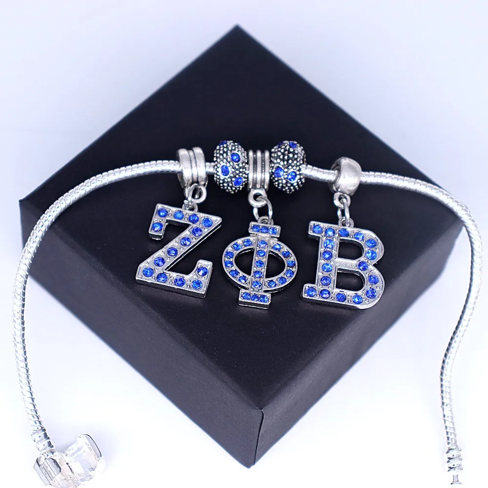 Двойной нос Новое поступление греческая буква zpb символ sorority zeta phi beta браслеты для