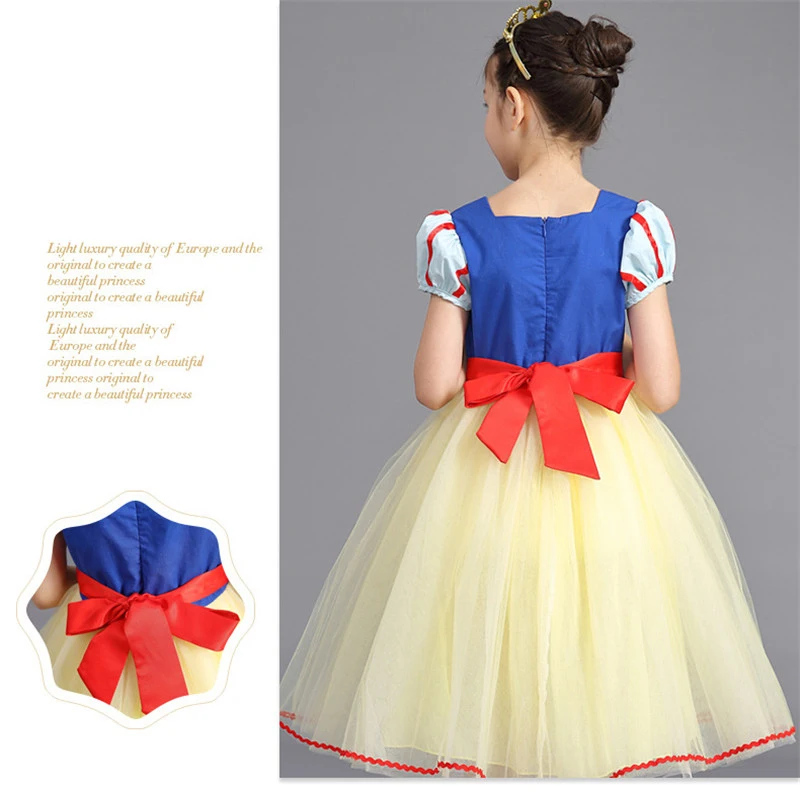 Summer Girls Snow White Princess Dresses Kid Short Sleeve Mesh Dress Fancy Girl Carnival Birthday Graduation Party Vestido 4-10y | Детская