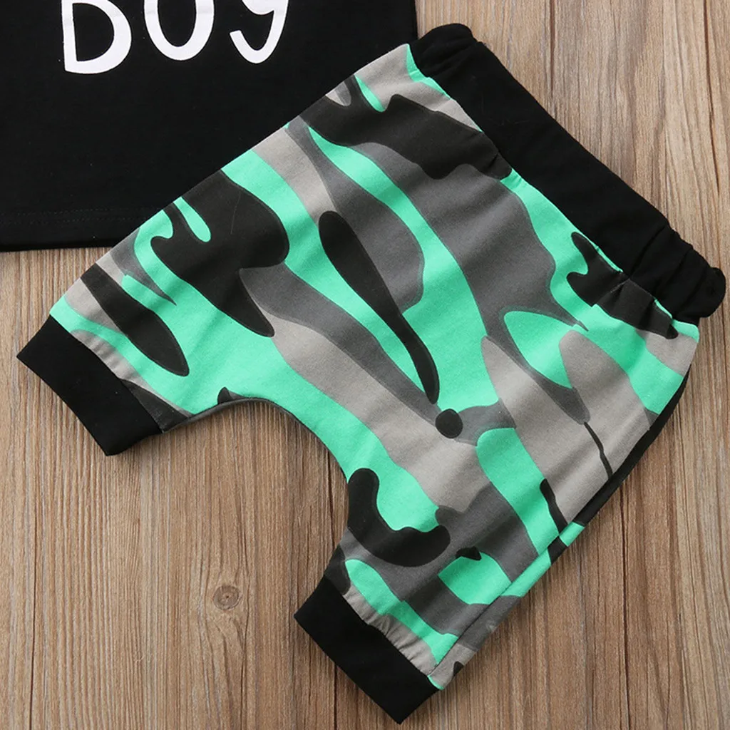 

Boys Set Letter Print Vest Hooded Tops+Camouflage Shorts Outfits Baby Sets Summer 2019 ensemble garcon 3t jongens kleding