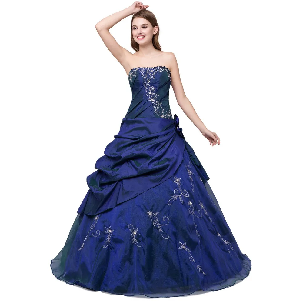 Ruthshen королевский синий дешевый наряд для Quinceanera 2020 без бретелек с вышивкой милые