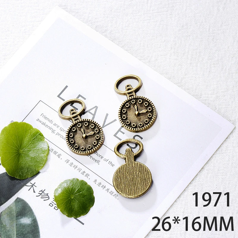 

26*16mm 6pcs Watch Clock Alloy Pendant For Diy Jewelry Making 2 Colors Antique Silver Antique Bronze No.1971