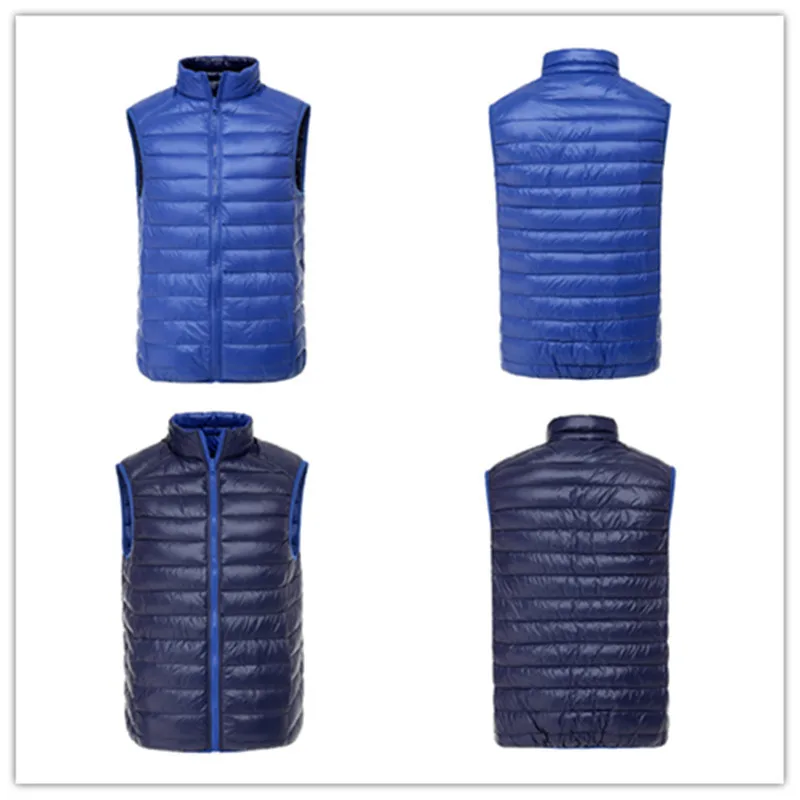 Мужской двусторонний жилет на утином пуху сверхлегкий теплый без рукавов с