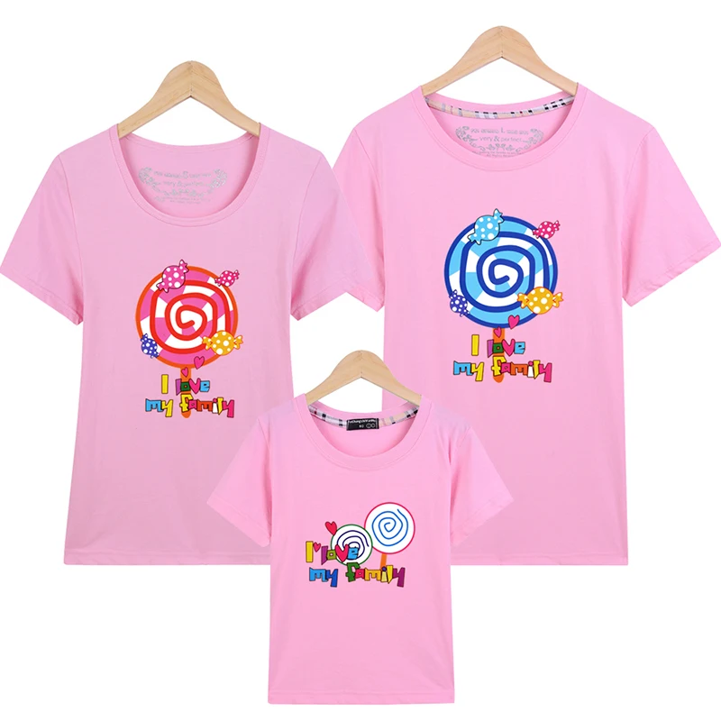 Lollipop/футболки для всей семьи Летние Семейные комплекты одежда папы мамы и детей