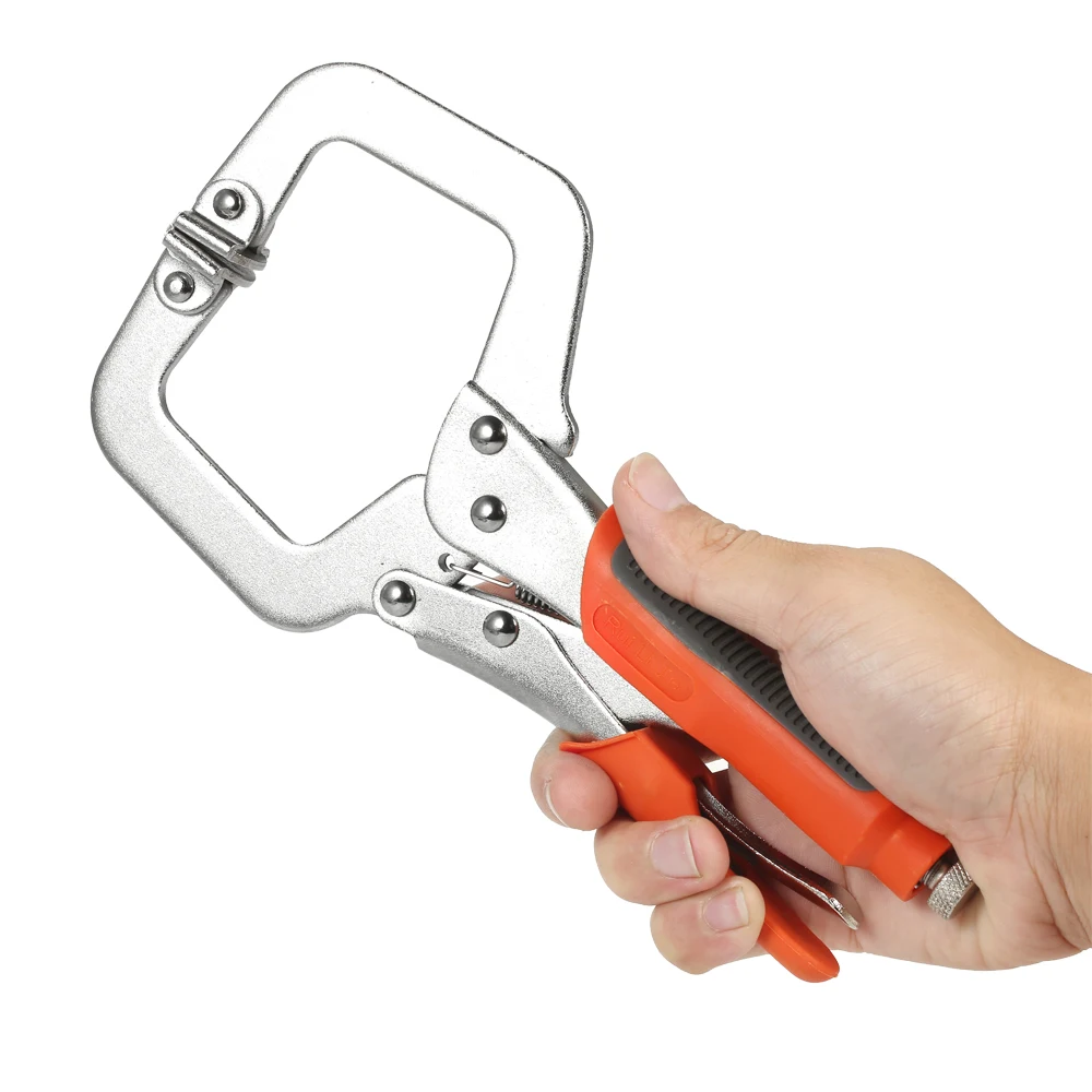 Locking Pliers Hand Tool 11&quot C-Clamp with Rubber Grip Quick Release Clamp multitool |