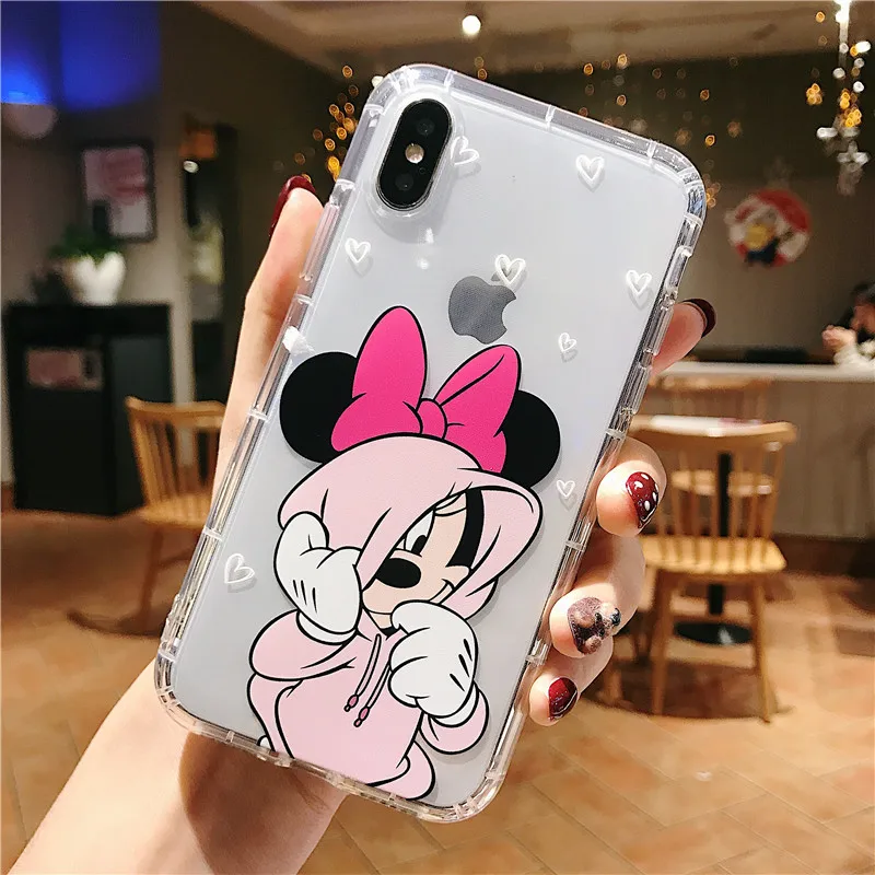 Minie Pink Противоударные чехлы для телефонов с Микки и Минни Маус для iPhone 11 Pro X XR XS MAX, мягкая прозрачная задняя крышка из ТПУ для iPhone 6 6s 7 8 Plus - Цвет: Minie Pink