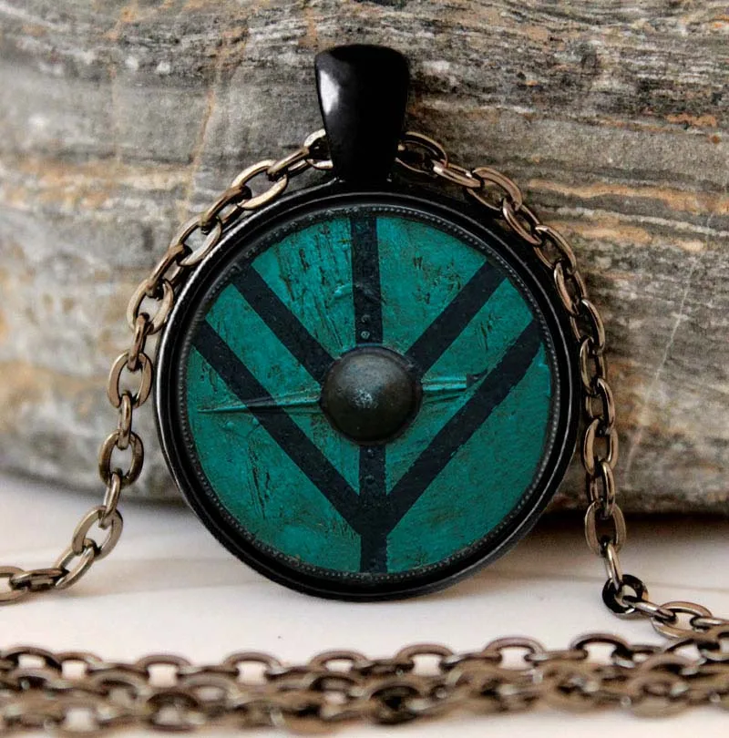 Ragnar кулон викинга щит Lagertha Rollo ювелирные изделия Cothic стекло кабошон ожерелье