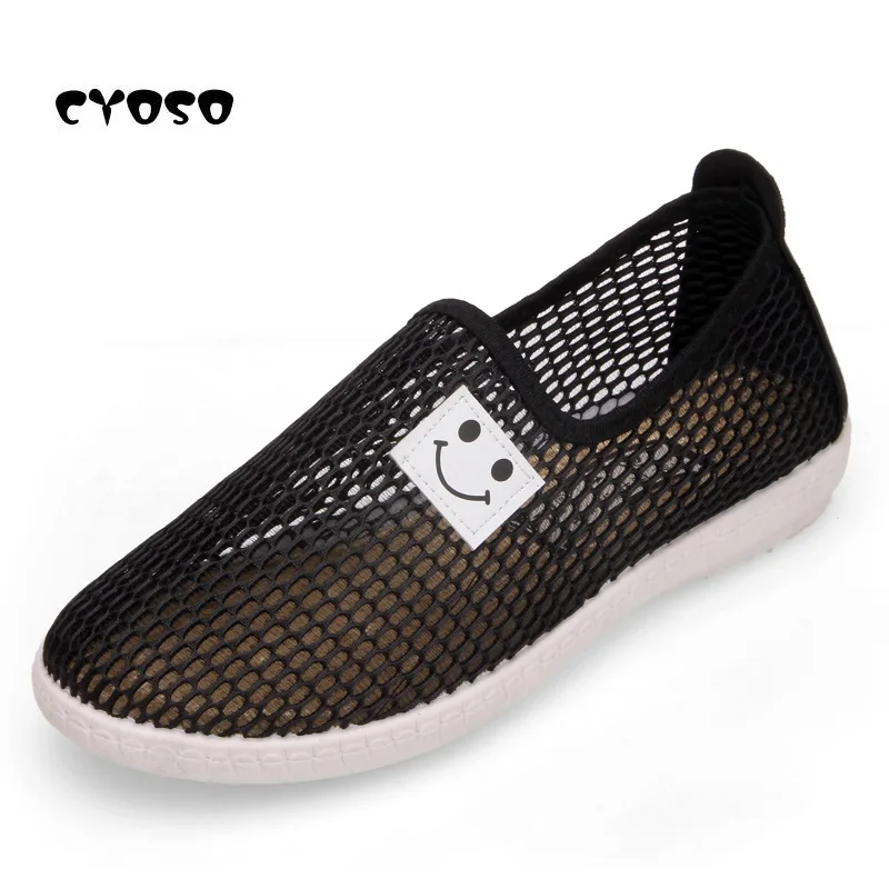 Женские кроссовки на плоской подошве CYOSO черные дышащие сетчатые для лета 2019 |