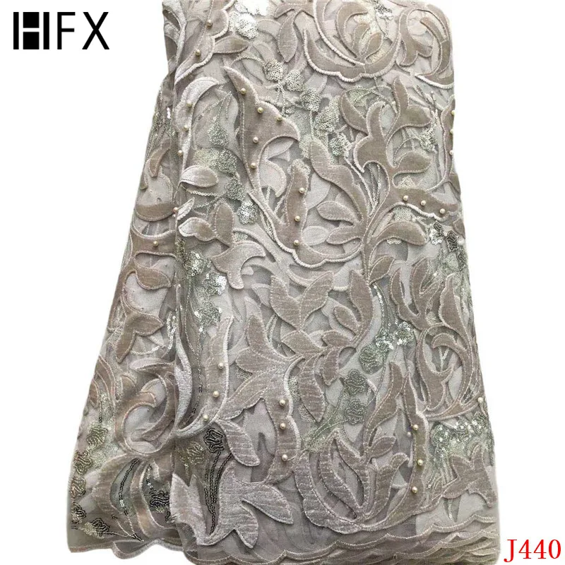 HFX французская кружевная ткань бархат с бисером и блестками 3D цветок африканская