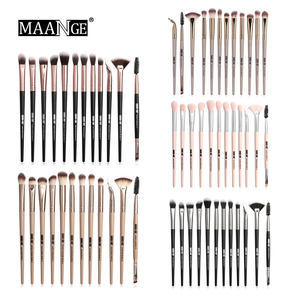 MAANGE новые толстовки с надписью «Make Up щетки 3 состоит из 12 штук, профессиональное смешивание теней для век бровей вентилятор кисти для макияжа Красота набор для макияжа