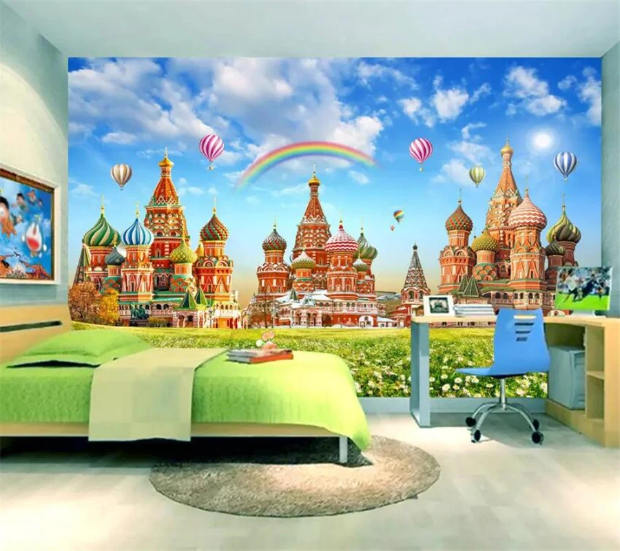 Beibehang пользовательские обои 3d фото фрески замок мечты HD детская комната Радуга воздушный шар ТВ фон настенная бумага Фреска